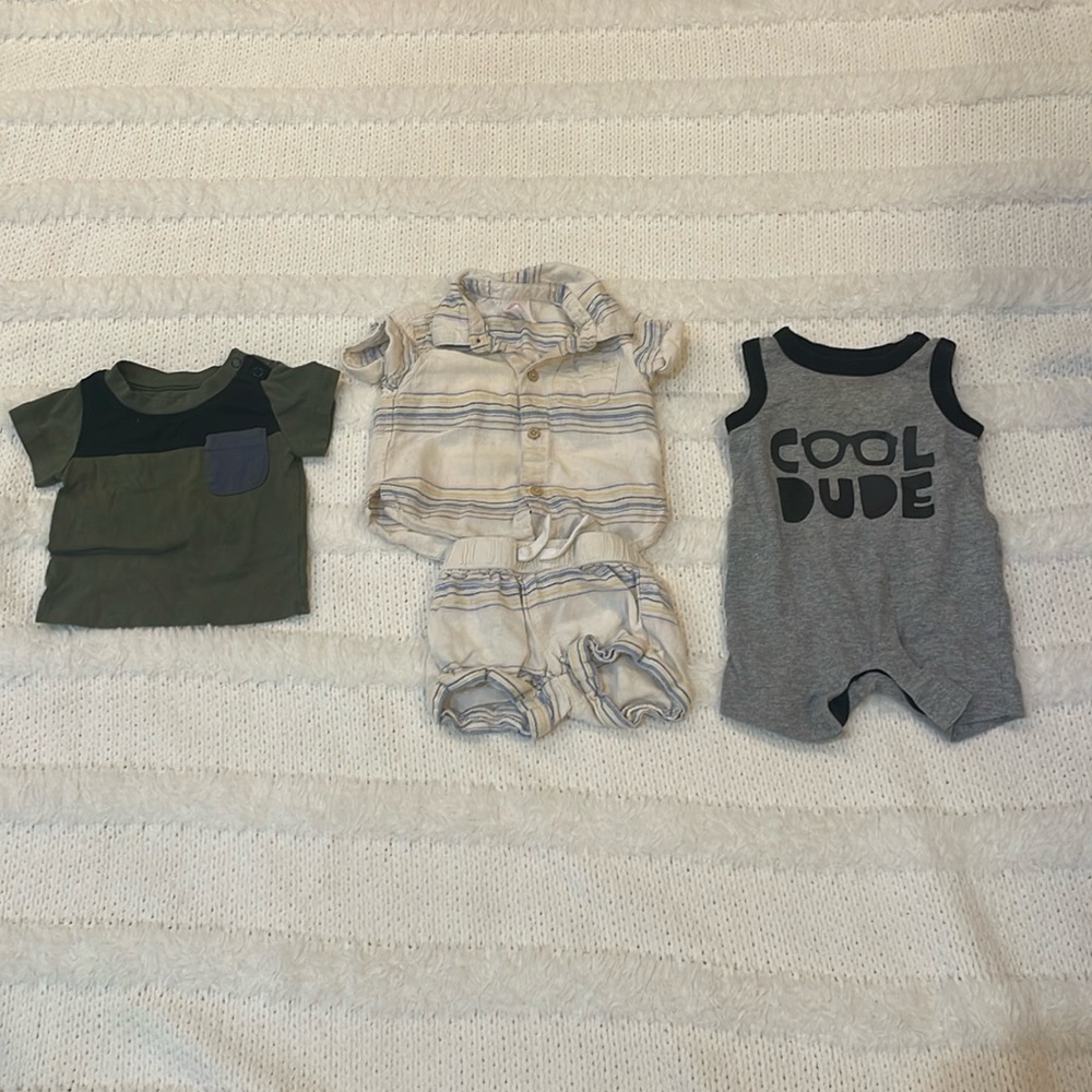 Bundle wonder nation matching outfit jersey top cool dude romper baby boy 0-3M